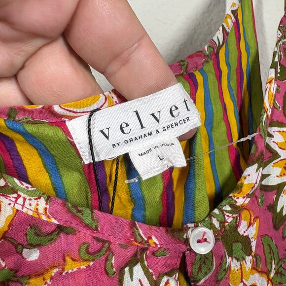 Velvet by Graham Spencer Large Tracy Cami Dress Floral Cotton V Neck Sleeveless - Picture 9 of 9